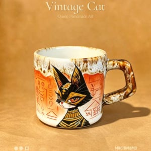 M4 Hand-Painted Ancient Egyptian Scribe Cat Mug