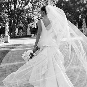 Minimalist Illusion Cathedral Veil, Soft Italian Tulle, Barely There Wedding Bridal Veil