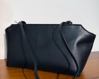 Lambskin Leather Top Handle Bag, Minimal Small Tote Bag, Luxury Inspired Ladies Shoulder Purse, Everyday Commuter Handbag