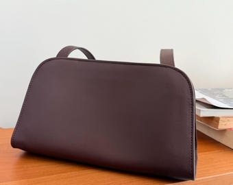 Genuine Leather Shoulder Bag, Elegant Crossbody Commuter Handbag