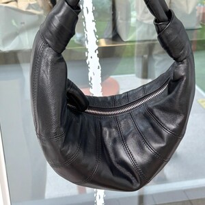 Soft Lambskin Croissant Clutch, Unisex Minimal Street Style Hand Purse, Designer Inspired Clutch Bag image 16