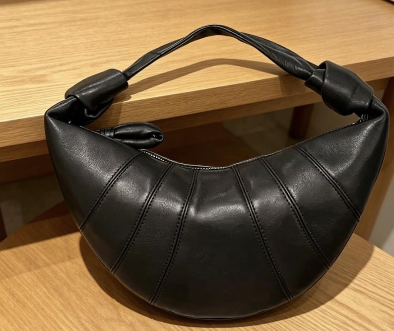 Soft Lambskin Croissant Clutch, Unisex Minimal Street Style Hand Purse, Designer Inspired Clutch Bag Dark Chocolate