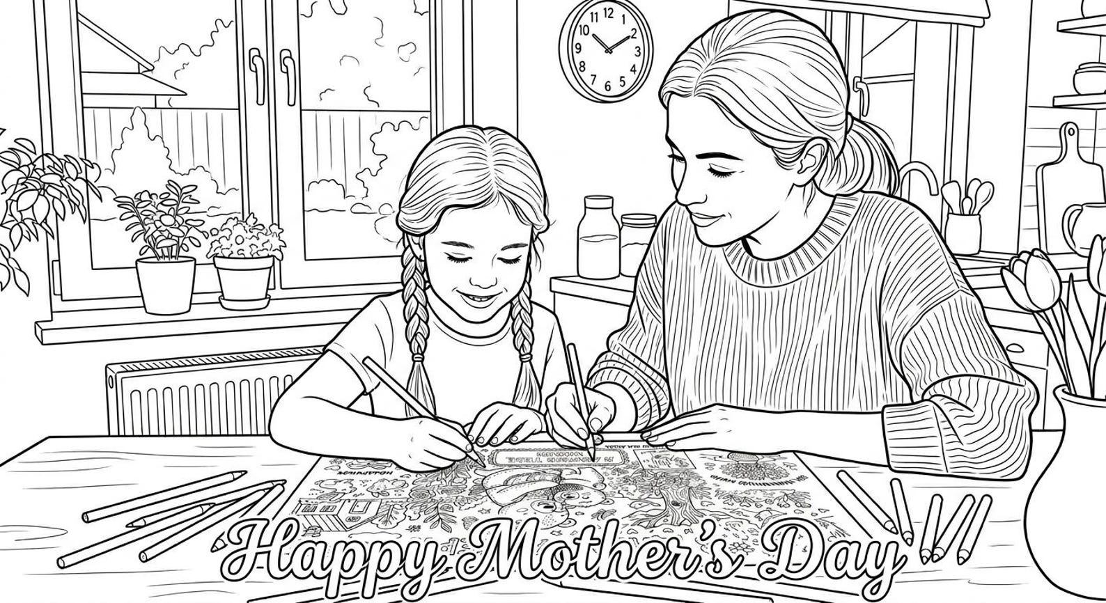 Mother’s Day Coloring Pages for Kids and Adults, Printable Coloring ...