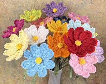 Hand-Crocheted Daisy - Assorted Colors Flower, Eternal Floral Keepsake for Home & Holiday Gifting