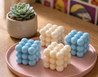 Celebrate Mother’s Day with 15% OFF | BBubble Cube Candle | Handmade Candle | Aesthetic Decor | Gift for Her | ALMAS Home Studio.