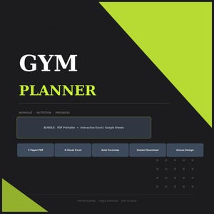 Gym PlannerPDF + Interactive Excel Spreadsheet | Workout Log | Nutrition Tracker | Progress Tracker |Instant Download | Fitness Planner