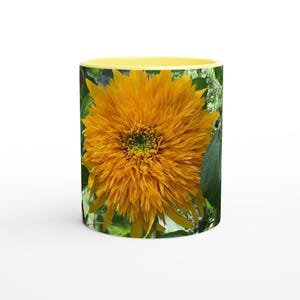White 11oz Ceramic Mug with Color Inside Ceramic Yellow
