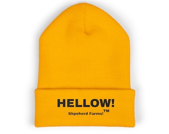 HELLOW! embroidered beanie | cuffed knit hat