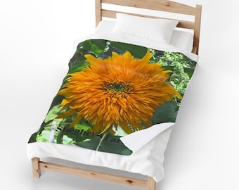 Golden Teddy Sunflower blanket | Velveteen Plush Blanket