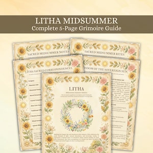 Litha Summer Solstice 5 Page Grimoire | Midsummer Magic | Digital Download