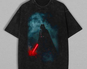 Vintage Darth Vader Villains Wash T-Shirt, Hip Hop Wear, Star Wars Gift, Retro Movie Shirt, Graphic Oversized Acid Wash Tee