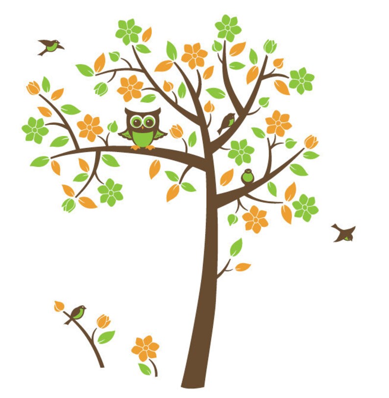 Owl Tree Decal Owl Nursery Theme Tree Wall Decal to match Etsy