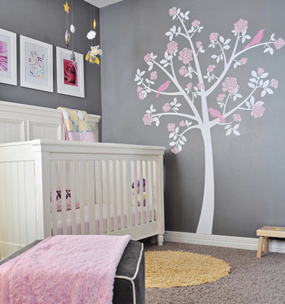 Tree Wall Decals Rose Tree From Apartment Therapy White Etsy