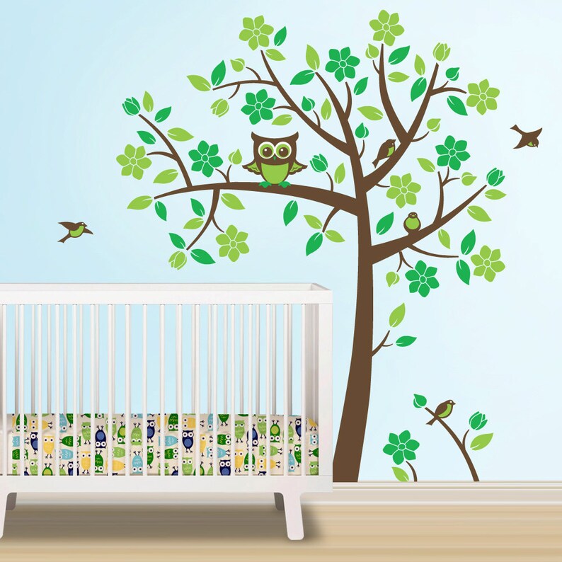 Owl Tree Decal Owl Nursery Theme Tree Wall Decal to match Etsy