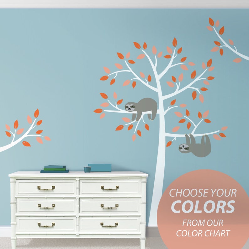 Nursery Decor Sloth Tree Wall Decal NEW DESIGN Removable Wall Sticker