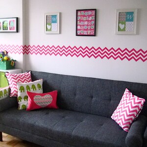 Chevron Wall Decal Gray Pink Nursery Children Wall Decal | Etsy