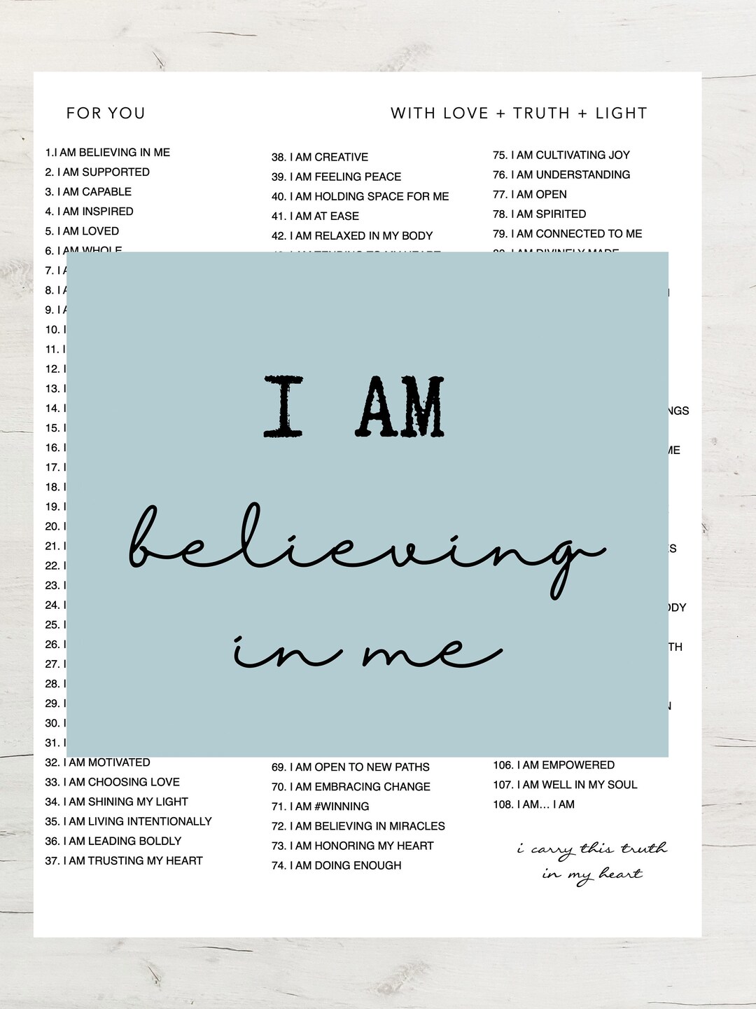 Believe in Yourself L 108 I AM Affirmations Guide L Instant 