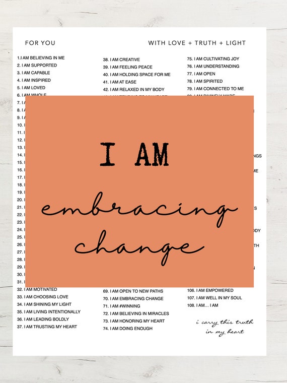 Embrace Change L 108 I AM Affirmations Guide L Instant 