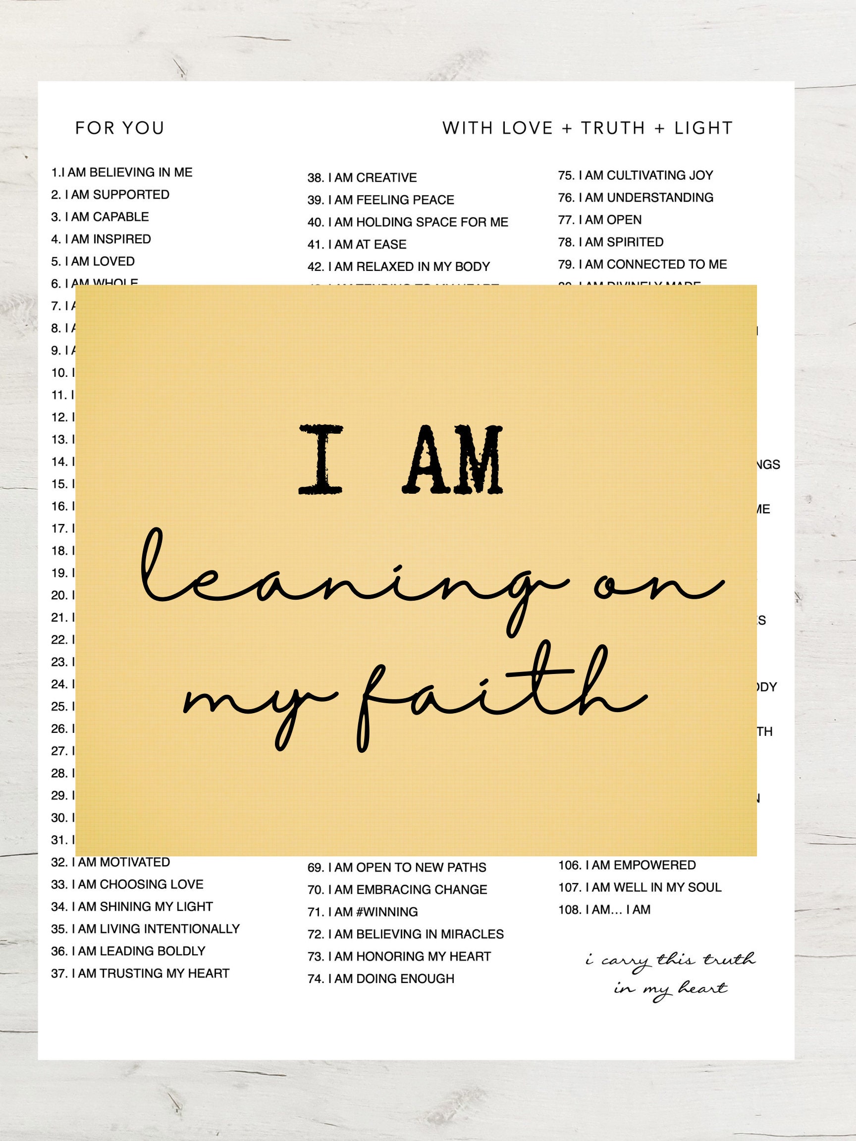 Believe in Yourself L 108 I AM Affirmations Guide L Instant 