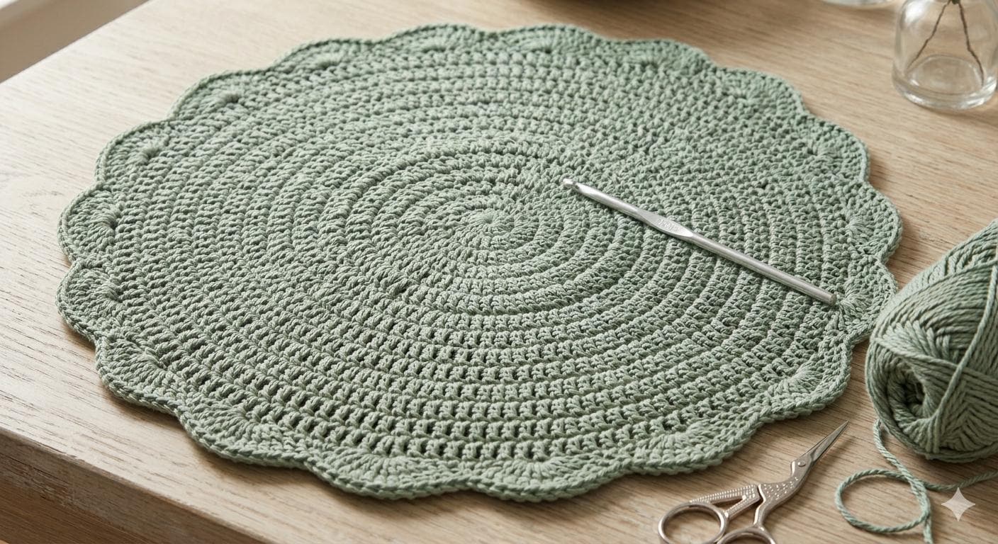 Easy Crochet Scalloped Placemat
