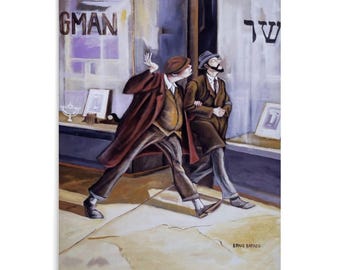 Sam and Sidney-Ernie Barnes Canvas Print,African American Men in the City Art Vintage Street Scene Wall Decor