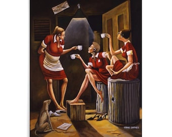 Ernie Barnes "Waitresses on Break" Canvas Print,African American Women Workers Art,Black Sisterhood Wall Decor