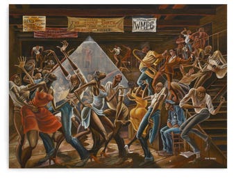 Ernie Barnes "The Sugar Shack" Canvas Print,Iconic African American Art | Black Culture Dance Wall Decor