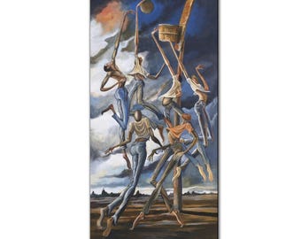 Ernie Barnes "Basketball Game" Canvas Print African American Sports Art Black Athletes Wall Decor