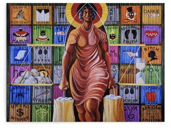 Ernie Barn“WOMAN OF COLOR" Canvas Print,African American Feminist Art | Black History&Strength Wall Decor