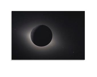 Total Solar Eclipse Canvas Print, Black and White Space Wall Art, Minimalist Astronomy Decor, Eclipse Corona Artwork