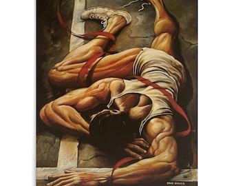 Ernie Barnes "HIS EFFORT" Canvas Print,African American Athlete Art,Black Strength&Resilience Wall Decor