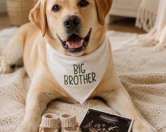 Big Brother Dog Bandana, Personalized Embroidered Baby Announcement Bandana