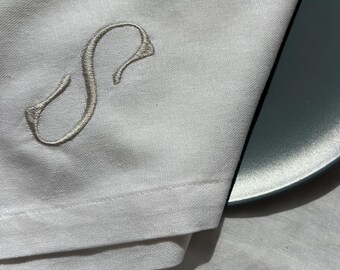 Servilletas de lino con monograma, Servilletas de lino con monograma al por mayor, Servilletas de tela bordadas