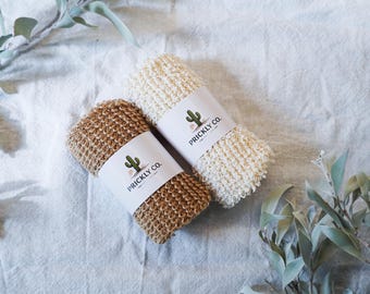 Prickly Co Peeling-Mitts | Jute oder Ramie Baumwolle | Natürliches Körperpeeling | Bündel