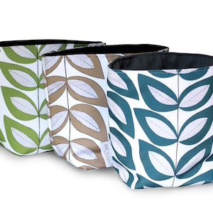Reversible Fabric Storage Bucket -  Leaf Print