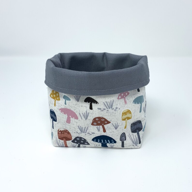 Reversible Fabric Storage Bucket Mushroom Print image 4