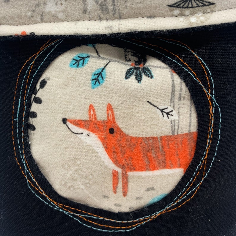 Fabric Storage Bin/Basket, Reversible Forest Friends Print fox window