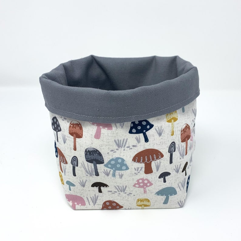 Reversible Fabric Storage Bucket Mushroom Print image 3