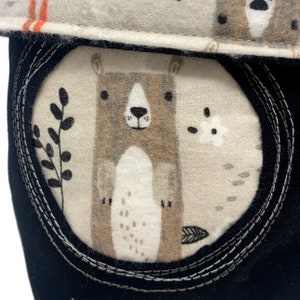 Fabric Storage Bin/Basket, Reversible Forest Friends Print bear window