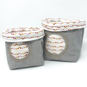 Fabric Storage Bin/Basket, Reversible - String Lights Print