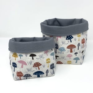 Reversible Fabric Storage Bucket Mushroom Print image 2