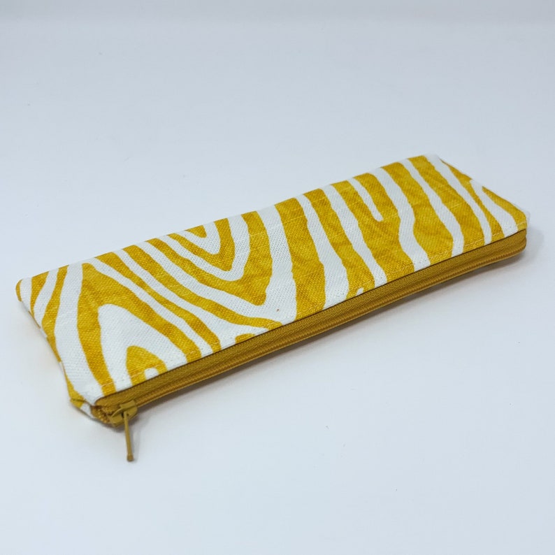 Zipper pouch, pencil pouch size. Yellow bark