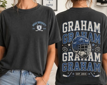 2 Sided Graham 44 Briar University Hockey Shirt, Comfort Colors Campus Hockey T-Shirt, Bookish Hockey Shirt, Collegiate Romance Reader Tee
