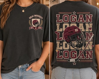 2 Sided Logan 22 Briar University Hockey Shirt, Comfort Colors Campus Hockey T-Shirt, Bookish Hockey Shirt, Collegiate Romance Reader Tee