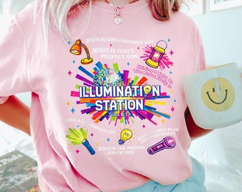 Illumination Station Christian T-shirt, VBS 2026 Tee, Shining A Light On Who Jesus Really Is Easter Church Shirt, Faith Based Outfit