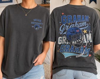 2 Sided Graham 44 Briar University Hockey Comfort Colors Shirt, Off Campus T-Shirt, Bookish Hockey Shirt, Collegiate Romance Reader Tee