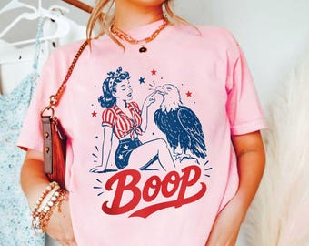 Funny Boop Eagle Tee, Patriotic Vintage Girl Boop Eagle Graphic Tee, 4th July Retro America Shirt, Patriotic Boop The Eagle Shirt