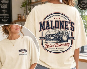 Briar University Shirt, Malone's Bar Off Campus Two-sided Shirt, Briar U Hockey Romance Tee, Best Burgers Hastings MA, Bookish Gift