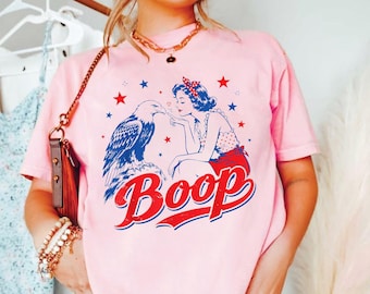 Comfort Colors Funny Eagle Boop Patriotic T-shirt, Retro America Girl Shirt, Fourth of July T-Shirt, Patriotic 250th America Women Tee