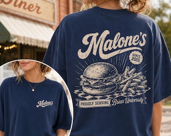 Briar University Shirt, Malone's Diner Comfort Colors Shirt, Briar University Burger Restaurant Tee, Off Campus Fan Shirt, Hockey Romance
